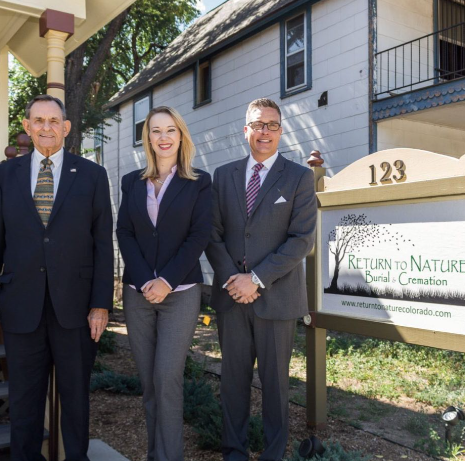 Return To Nature Funeral Home owners Jack Dhooge, Jon Hallford, and Carie Hallford