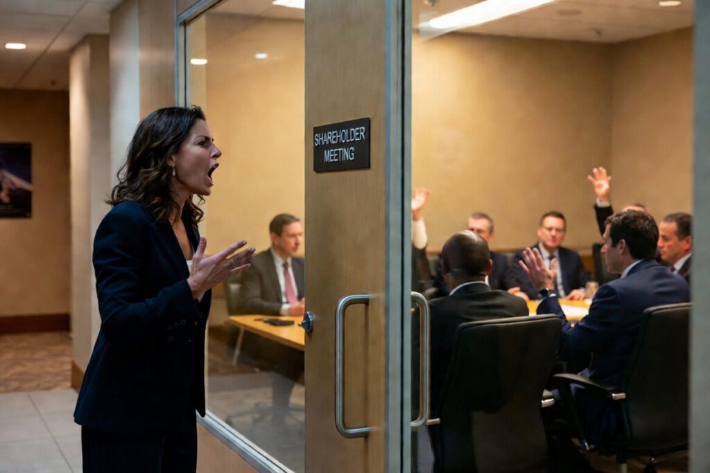 Partner Excluded from Shareholder meeting and voting - Philadelphia Business Lawyer | Kaminsky Law | Personal Injury and Business Disputes | Southampton PA Shareholder oppression can take the form of being excluded from company meetings, not given a voice or vote, and her reasonable expectations of ownership in a company frustrated.
